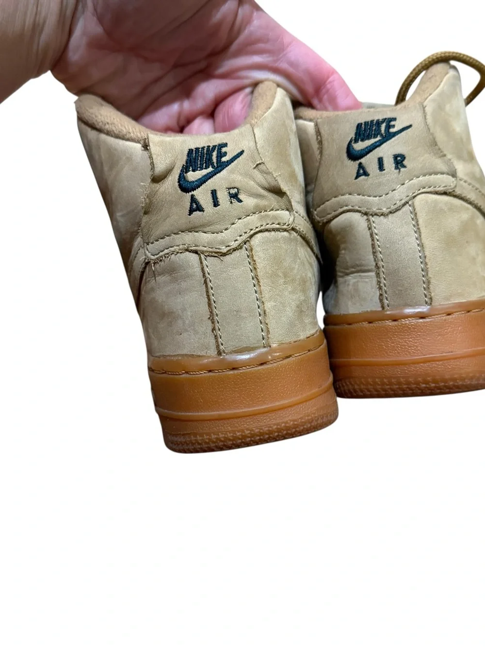 Air Force 1 High Flax Wheat Tan Shoes Gum Sole Sneakers Size 4 Y Big Kids